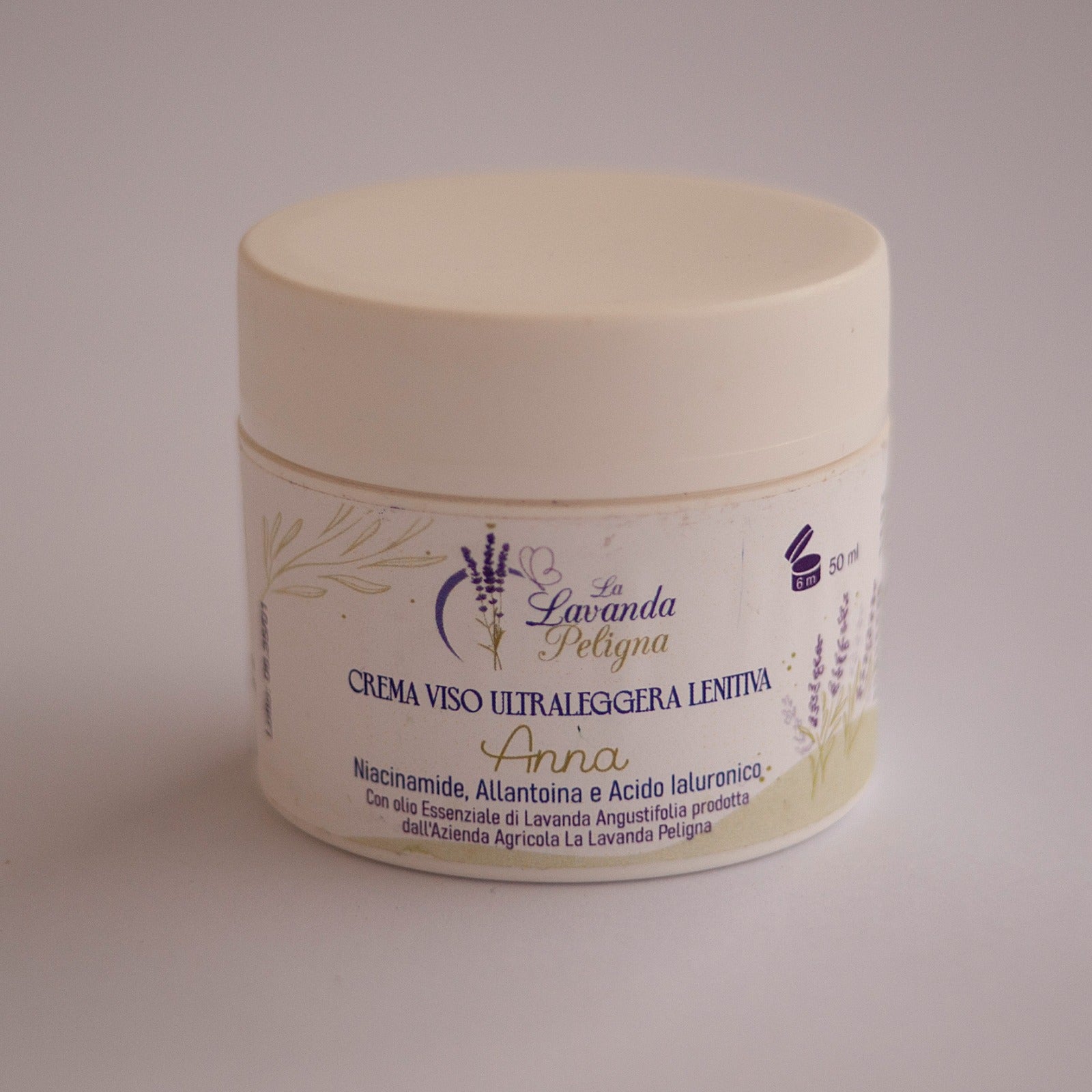 Crema viso ultraleggera Anna - Idratante con acido ialuronico e lavanda- 50 ml